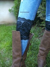 Beinstulpen Stiefelstulpen Spitze Stretch  rot violett  grün Neuware