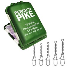 75 Dreifachwirbel im Set inkl. Box Duo-Lock Snap, 3-17 kg, Forellen Wirbel Angel