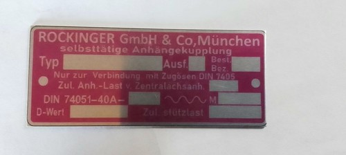 Rockinger ahk typenschild - ahk,