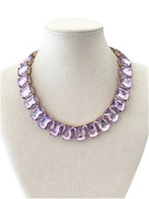 Damenkette Statement Collier Halskette Kurz Blogger Modeschmuck Goldfarben Lila