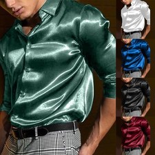 Langarm Herren Satin Seide