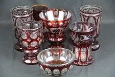 7x Bäderglas Böhmisches Glas