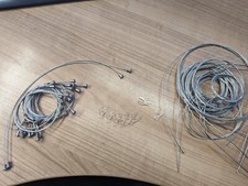 Drahtseil verzinkt 1mm dick, 20x30cm mit Pilzkopf, 16x Kabelklemme, 19x ca.95 cm