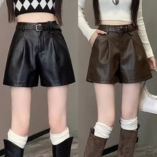 Basic Damen High Waist Leder