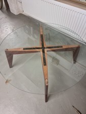 Couchtisch Rund Glas Holz Designklassiker Mid Century Wilhelm Renz