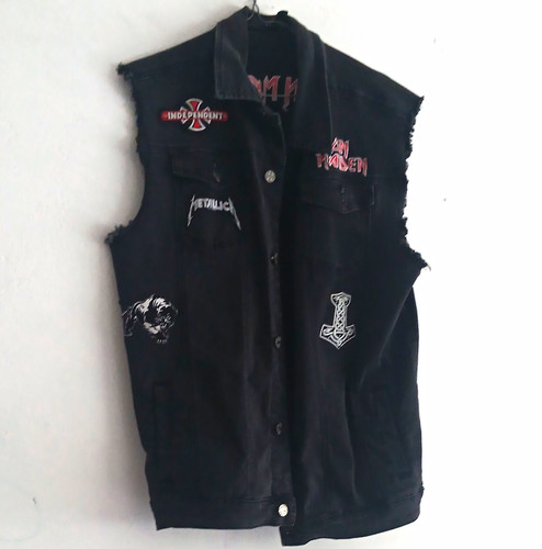 Schwarze ärmellose jeansweste - ärmellose,