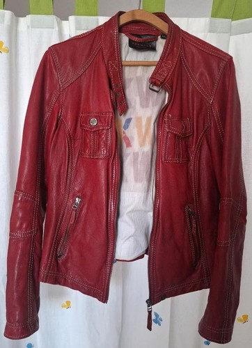 Lederjacke oakwood dunkelrot - lederjacke,