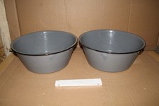 2x Emailschüssel Waschschüssel Pflanzgefäß Emaille Schüssel grau DDR  ⌀ 41cm