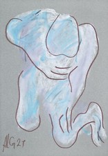 "Schmerz" Pastellmalerei Kreidezeichnung sig. Unikat Prof.em A. Loeschner-Gornau