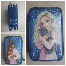 Depesche Top Model Federtasche/Federmäppchen 3-fach, June & Malia, Katze,Glitzer