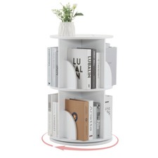 Bücherregal Drehregal Lagerregal Holz Beistelltisch mit Ebenen Weiß 40×40×66 cm