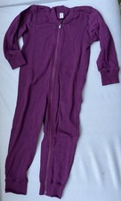 Dilling 100% Merino Wollfrottee Strampler/ Overall/ Einteiler Gr98 Holunder NEU 