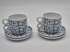 Schönwald Espresso Tassen-Set für 4 Personen blau-weiß Porzellan gebraucht