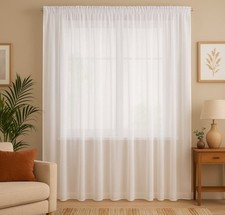 NEU Hochwertige Fertiggardine Voile Weiß Bleiband MAßANFERTIGUNG