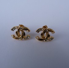 CHANEL Ohrringe Gold Strass