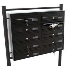 10er Briefkastenanlage Schwarz 2x5 Fächer Standbriefkasten Postfach Briefkasten