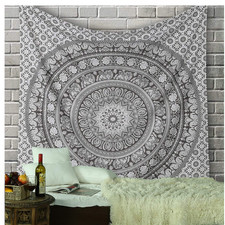 Mandala Wandtuch Grau 230x213
