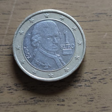 1   EURO  MÜNZE    ÖSTERREICH    2002     WOLFGANG  AMADEUS  MOZART    Komponist