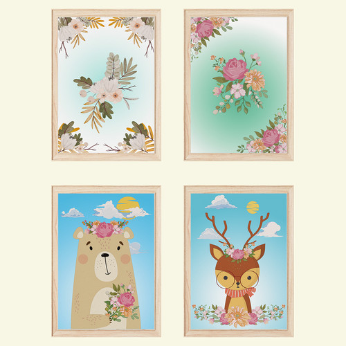 Waldtiere blumen bär reh - waldtiere,