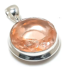 PFIRSICH MORGANIT EDELSTEIN Anhänger 925ER STERLINGSILBER HANDGEFERTIGT