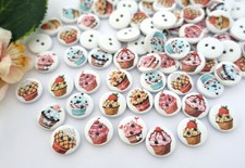 10x Knopf 15mm Rund Cupcake