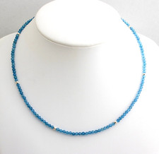 Aquamarin Kette Edelsteinkette facettierte Kugel Collier Edel Geschenk ca. 47 cm