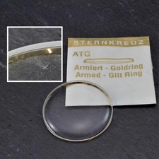 Acryl-Uhrenglas gewölbt & armiert mit vergoldetem Ring für Armbanduhren 225-373