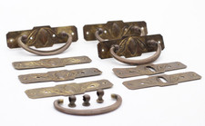 3x antike Möbelgriffe Jugendstil 5x Schlüsselschilder Beschläge Vintage Set