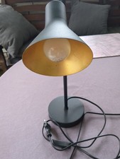 Nacht Schreib Tisch Leuchte, Schwarz Gold, Dekor Stanzungen, Lese Lampe