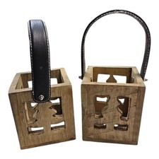 2er Set Laterne Mangoholz mit