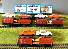Märklin H0 3x 4613 Autotransporter (Metall) mit 4 Märklin Autos / guter Zustand