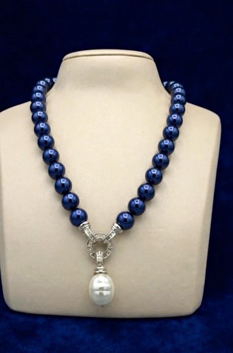 Blaue perlenkette halskette - blaue,