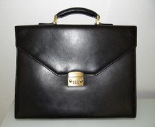 Aigner Aktentasche, Herren, Glattleder, schwarz, mit Kombinationsschloss