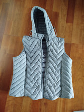 Damen Steppweste Weste dick grau mit Kaputze