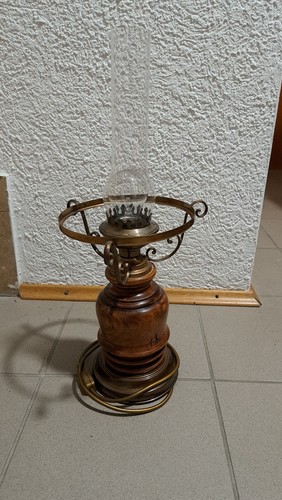 Tischlampe holz messing antik - messing,,