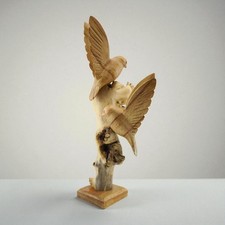 2 handgeschnitzte Kanarienvögel Jempinis Holz Vogel Deko Holzvogel Kanarienvogel