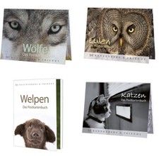 1 Postkartenbuch Eule Wolf Hund Katze Postkartenbücher Ansichtskarte Postkarte