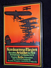 Konkurrenz-Fliegen Flugzeuge Doppeldecker  Retro Blechschild  geprägt  20 x 30