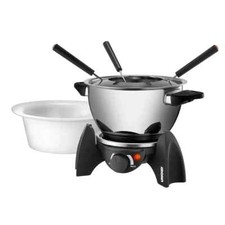 Unold 48615 Fondue-Set 6 Personen Edelstahl Keramik inkl. Fonduetopf und Zubehör