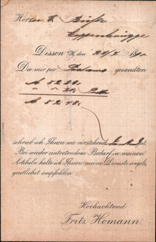 Rechnungspostkarte der firma - rechnungspostkarte,
