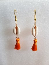 Ohrringe echte Kauri Muscheln & Quasten ca. 6 cm lang Sommer Sonne Urlaub Meer 