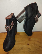 Jeffrey Campbell Leder Stiefel Gr.39 schwarz Stiefelette Metall Absatz Ketten