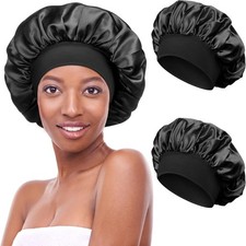 Kiiwah 2 Stück Schlafmütze Satin Bonnet Nacht Schlaf Mütze Verstellbare