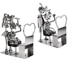 Schraubenmännchen Friseurin Figur Metall Deko Geschenk BRUBAKER Handarbeit