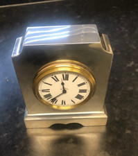 Antike Sterling Silber 8 Tage Kaminuhr 1922 von Garrards London.