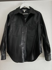 H&M Lederimitat Hemd Schwarz