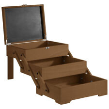 Buffet-Box Etagere 3-stufig aus Eichenholz dunkel mit 3 Fächern zusammenklappbar