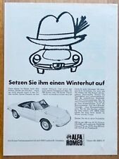 Alfa Romeo Spider Winterhut Hardtop Original 1969 Vintage Advert Werbung Reklame