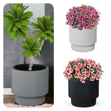 Blumenkübel Blumentopf mit Bewässerung Einsatz Rund Rillen 3 Farben XL/XXL Groß