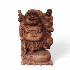Große Happy Buddha Figur Holz